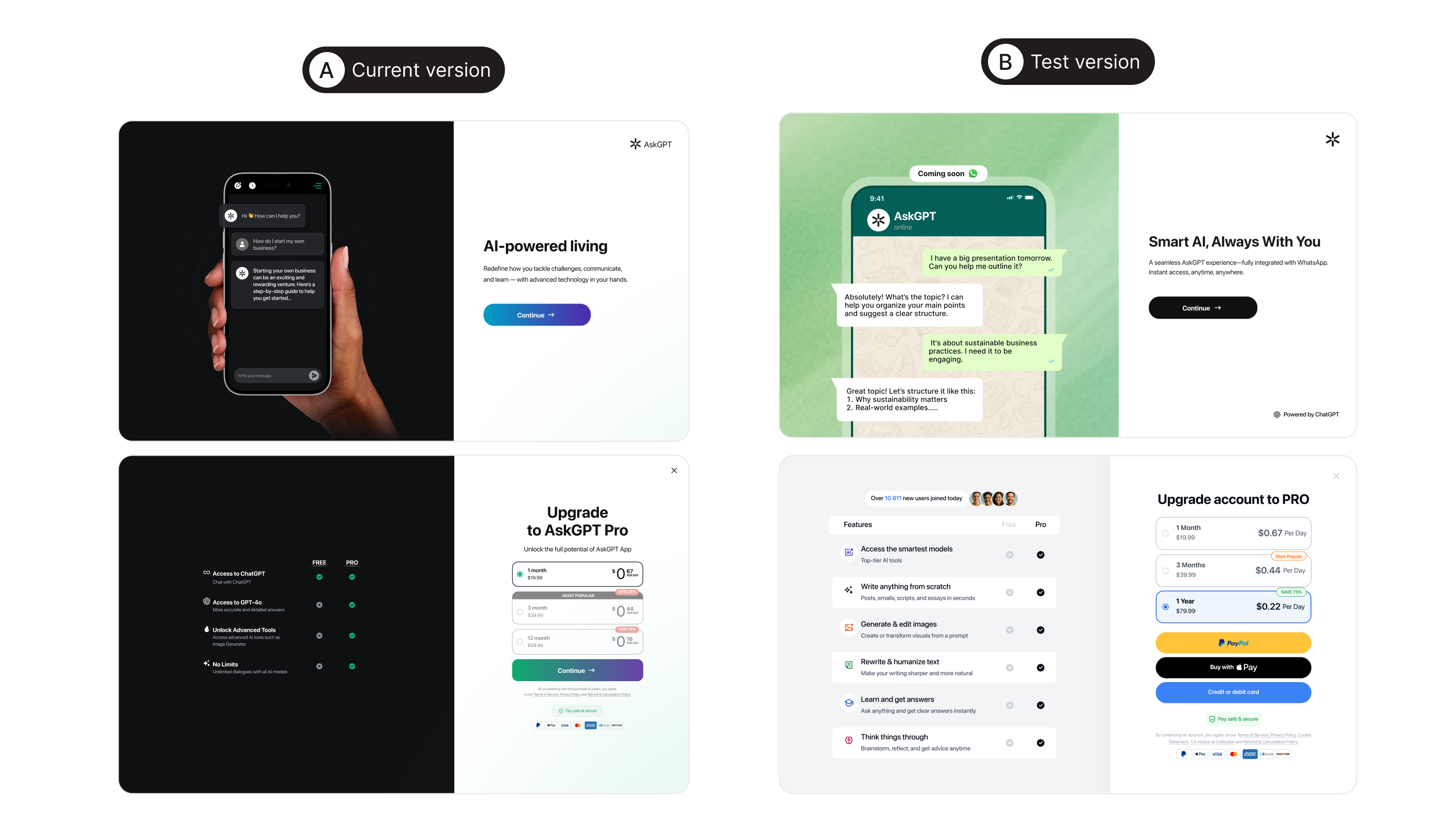 AskGPT screens
