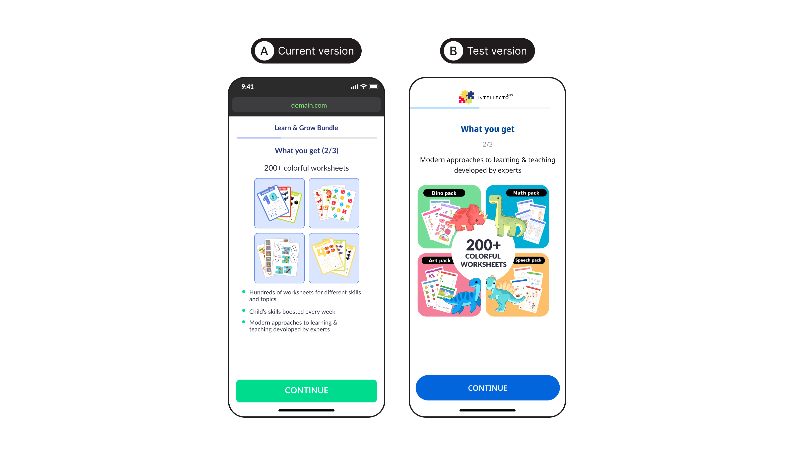 Onboarding flow A/B comparison